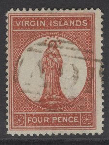 VIRGIN ISLANDS SG35 1887 4d CHESTNUT FINE USED