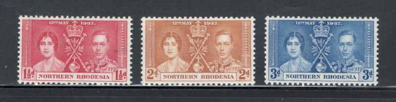 Northern Rhodesia 1937 Coronation Omnibus Issue Scott # 22 - 24 MH