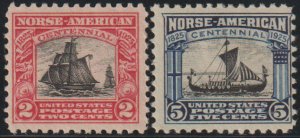 US #620 - 621 VF mint lightly hinged, Norse American Set,  post office fresh,...