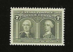 1908 Canada 7c QUEBEC TERC(# 100) XF/SUP MintNH $375