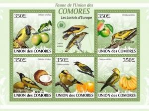 Comoros - 2009 Birds & Fruits - 5 Stamp  Sheet  - 3E-248