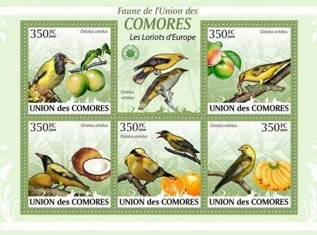 Comoros - 2009 Birds & Fruits - 5 Stamp  Sheet  - 3E-248