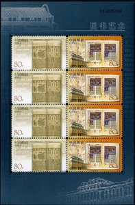 China PRC #3309-3310, 2003 Book Printing, sheetlet of eight, never hinged