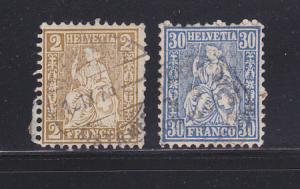 Switzerland 52, 56 U Helvetia Seated SCV $18.00
