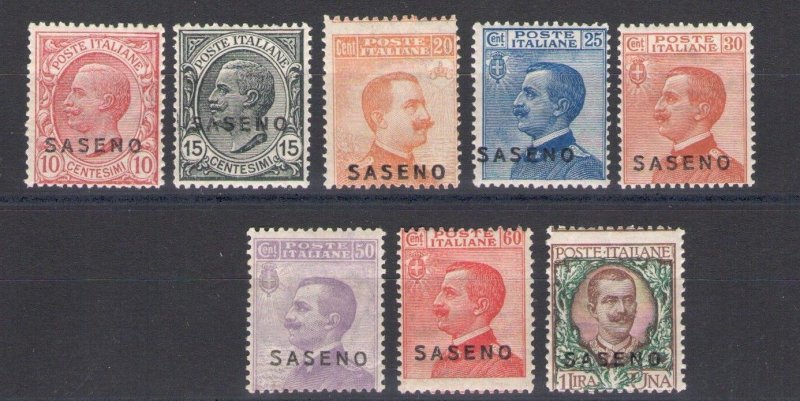 1923 SASENO, Stamps d'Italia Oprastampati, no. 1/8, 8 values, MNH**