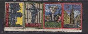 Strip of 4 German Advertising Stamps- Carl Bar Sugar & Gingerbread, Nürnberg MNH