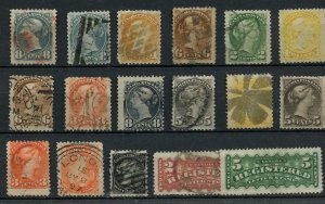 ?Small Queen LOT 1c to 8c, Fancy, Sq Circle cancles etc. F to VF used Canada