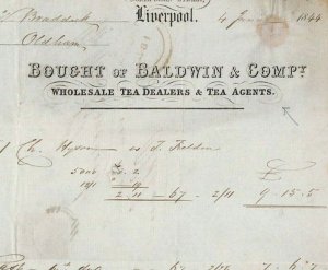 GB QV HISTORIC LETTER 1844 Liverpool *Tea Merchant* FANCY BILL-HEAD Cover MS2730