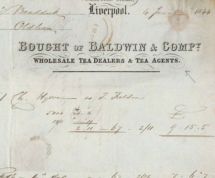 GB QV HISTORIC LETTER 1844 Liverpool *Tea Merchant* FANCY BILL-HEAD Cover MS2730
