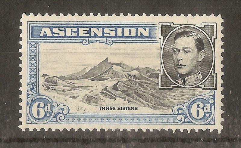 Ascension 1944 6d SG43b P13 Mint Cat£12