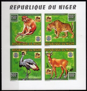 Niger 1996 Sc#887/890 Fauna/Scout Jamboree/Rotary Compound S/S IMPERFORATED  MNH