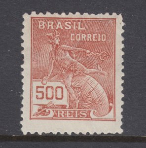 Brazil Sc 281 MNH. 1924 500r red brown Mercury, fresh, bright, well centered.