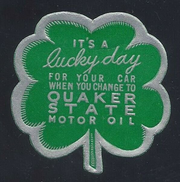 Quaker State Motor Oil It's A Lucky Day Clover Cinderella Poster Stamp MNH