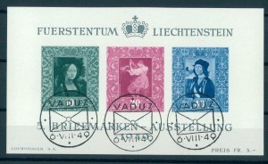 LIECHTENSTEIN, SOUVENIR SHEET - FAMOUS PAINTINGS - FROM 1949,  FIRST DAY CANCEL!