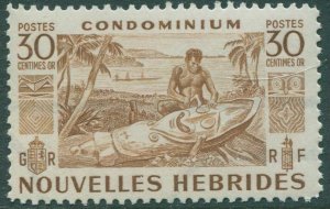 New Hebrides French 1953 SGF86 30c brown Native Carving MNH