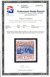 #118  Scott CV $9000  #118 Fine+ OG Hr, w/PSE CERT, very RARE mint stamp, eye...