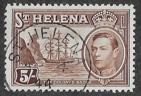 St Helena Sc #126 5sh brown used VF