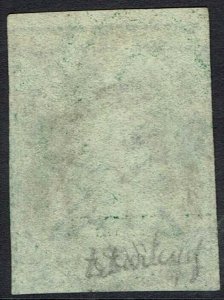 TASMANIA 1855 QV CHALON 2D DEEP GREEN WMK STAR USED 