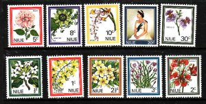 Niue-Sc#122-31-unused NH set-Flowers-1969-