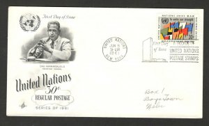 UNITED NATIONS-UNITED STATES-TRAVELED FDC- to unite ourstrength-1961.