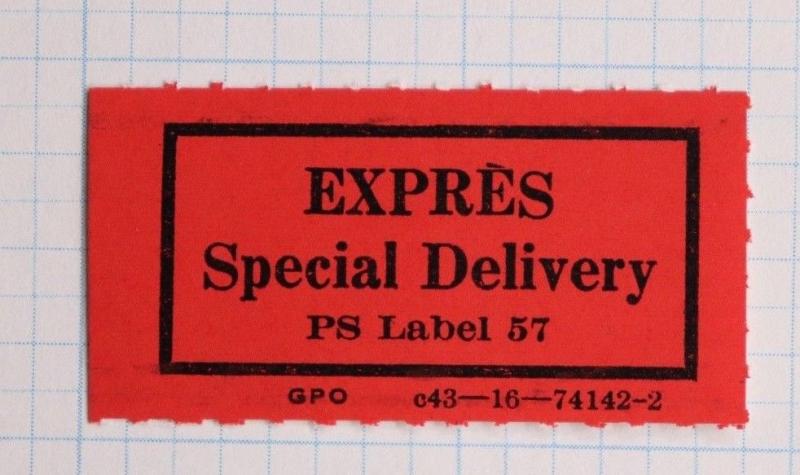 Express Special Delivery PS Label 57 GPO c43-16-74142-2 Stamp POD Form etiquette