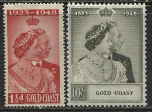 Gold Coast 1948 KGVI Silver Wedding set mint o.g.