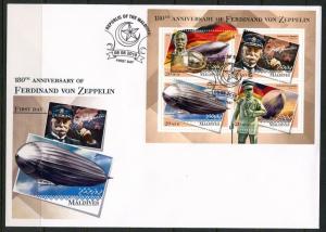 MALDIVES  2018 180th ANNIVERSARY OF FERDINAND von ZEPPELIN SHEET FIRST DAY COVER