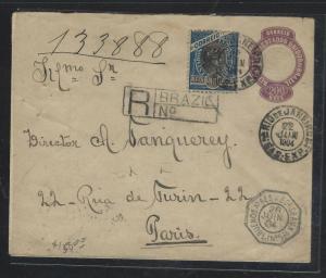 BRAZIL  (PP2701B) 1904 200R PSE+ LIBERTY 500R REG RIO TO FRANCE