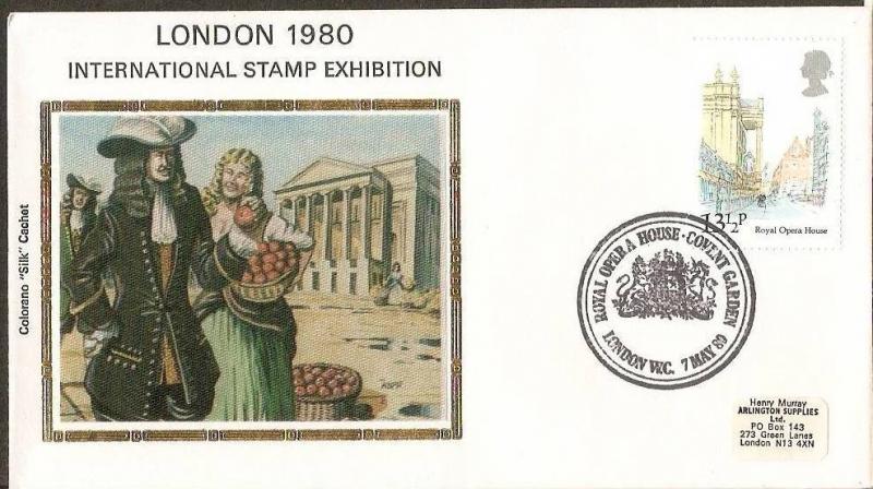 Great Britain 1980 Int'al Stamp Exhibition Royal Opera House Fruit Seller Pai...