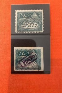 1K Imperf & perf Rare Poland PORTO Locals 1919 with local handstamps - used
