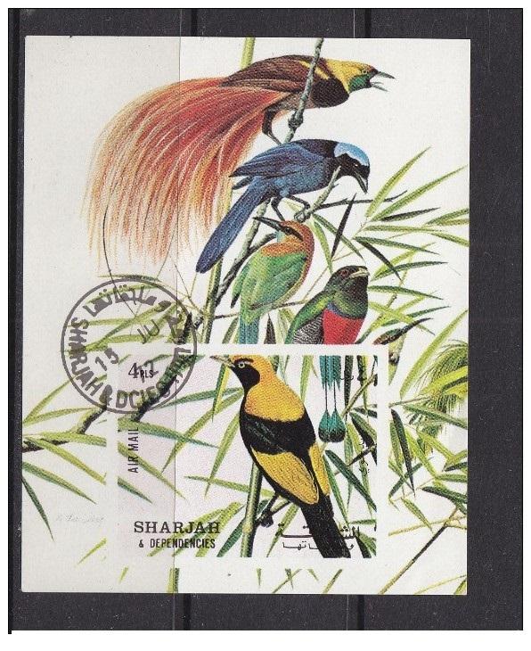 UAE SHARJAH 1970 BIRDS S/S MINT WITH POST MARK