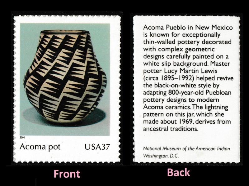US 3873g Art of the American Indian Acoma pot 37c single MNH 2004 