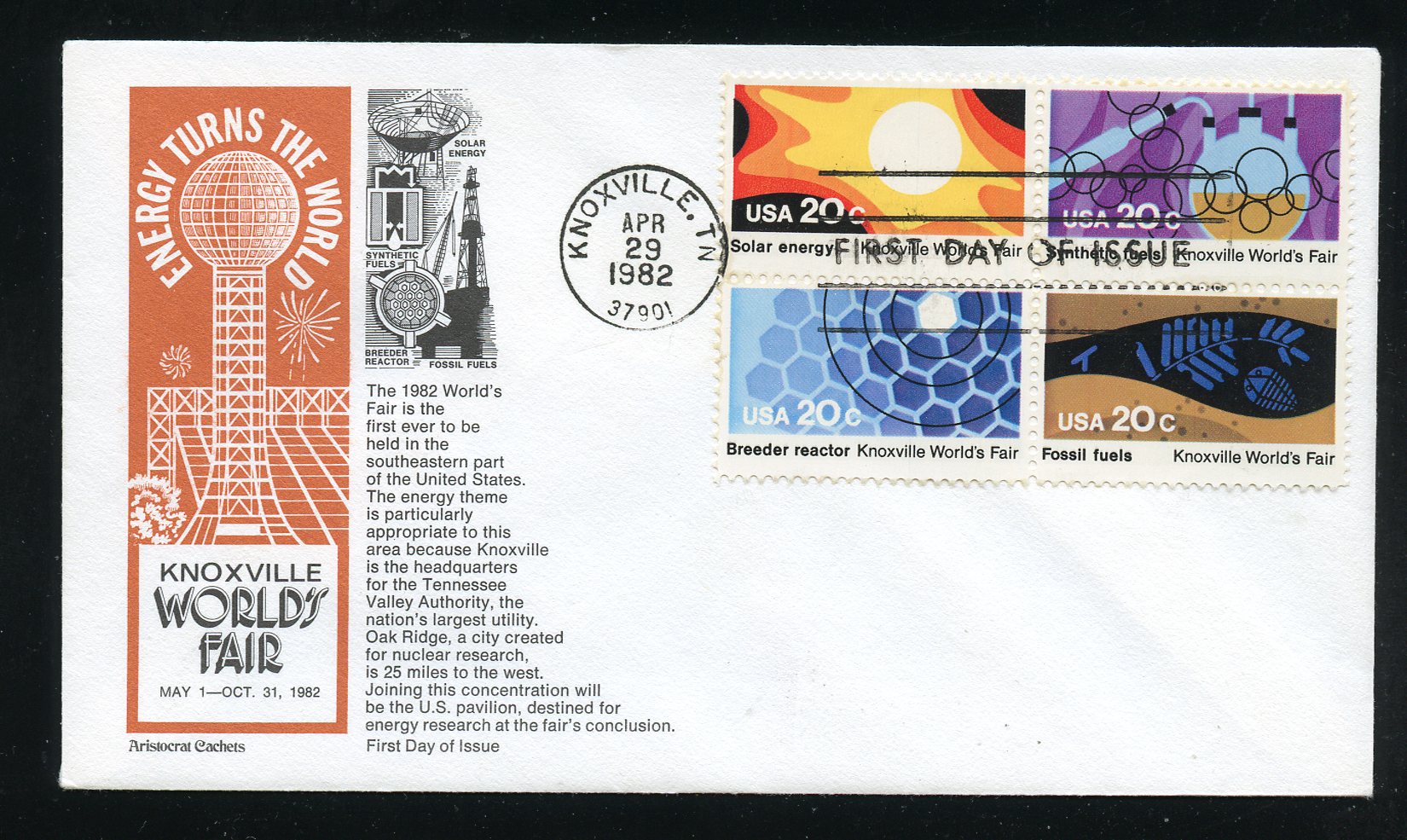 US 2009a Knoxville World's Fair Sc 20062009 Blk UA Aristocrat cachet