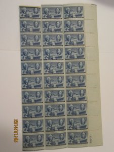 SCOTT 947 3 CENT POSTAGE STAMP CENTENARY 1947 OG 30 STAMPS WITH PLATE NUMBER