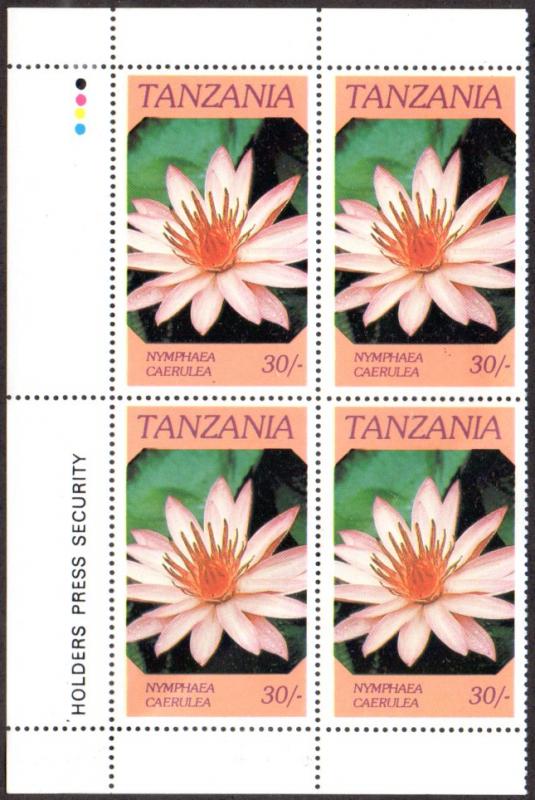 TANZANIA 318 MH BLOCK/4 SCV $1.40 BIN $0.70 FLOWERS