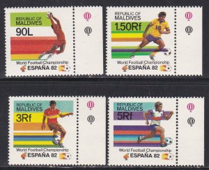 Maldive Islands # 961-964, World Cup Soccer, NH, 1/2 Cat.