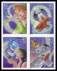 PCBstamps  US #4192/4195a Block $1.64(4x41c)Disney:Magic, MNH, (8)