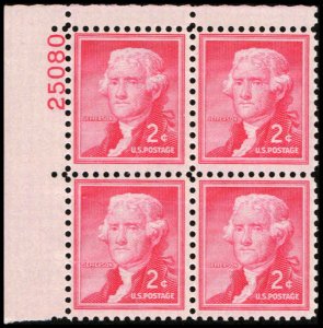 US #1033 JEFFERSON MNH UL PLATE BLOCK #25080