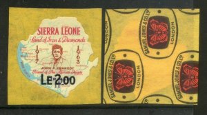 Sierra Leone 1964 2.00 Le John F Kennedy Map Odd Shaped Adhesive Sc C18 MNH #...