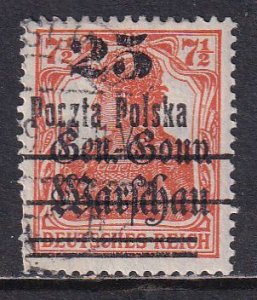 Poland 1918 Sc 23 Occupation Issue Overprint Surcharged Stamp Used short perfs