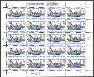 1995 Scott #3001  32c Naval Academy 150th Anniversary Sheet of 20 MNH