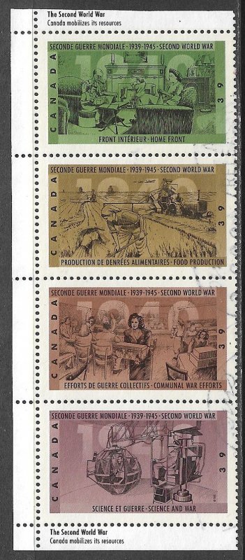 CANADA 1990 WW2 1940 Set in Se-tenant Strip Sc 1298-1301 VFU