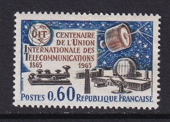 France  #1122  MNH 1965  ITU centenary   satellite