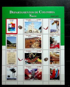 COLOMBIA Sc 1273 NH MINISHEET OF 207 - DEPARTMENTS - (CT5)