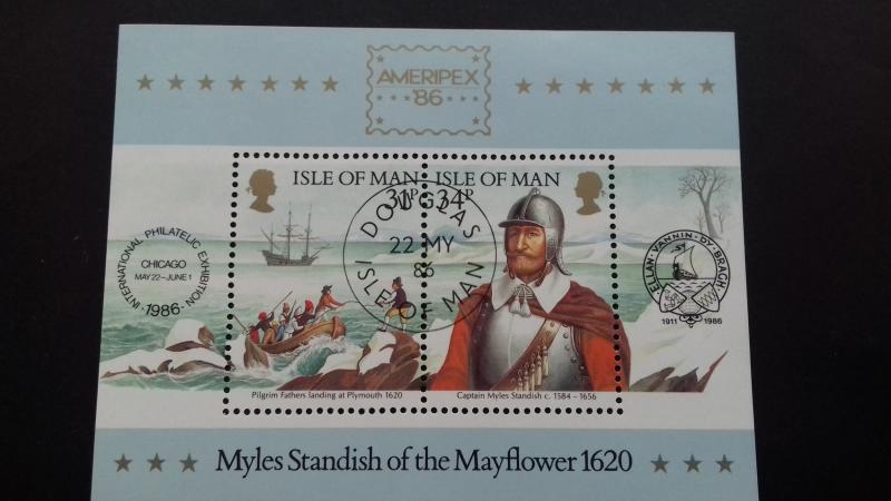 Isle of Man 1986 Captain Myles Standish Voyage of the Ship Mayflower Mint