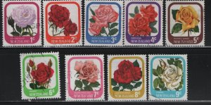 NEW ZEALAND  584-592 USED ROSES SET 1975