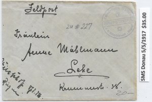 WW1: Germany Marine Schiffspost: SMS Donau 5/5/1917 (M6088)