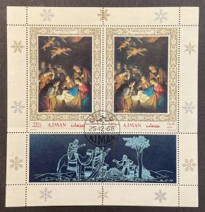 Ajman 353-333 Used - 5RIs Christmas Souvenir Sheet - Bible Paintings 1968 [285]