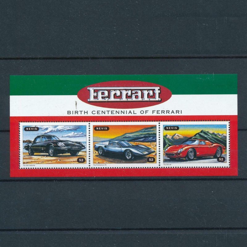 [106468] Nevis 1998 Classic cars Ferrari 365 California 250 LM Sheet MNH