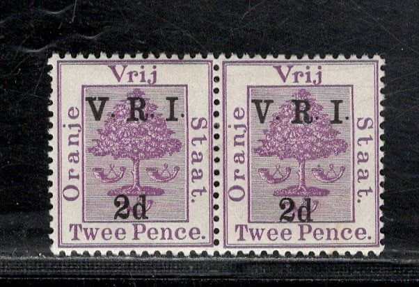 ORANGE RIVER COLONY  SC#46E + 46I PAIR THICK 'V'+NORMAL VF/OG